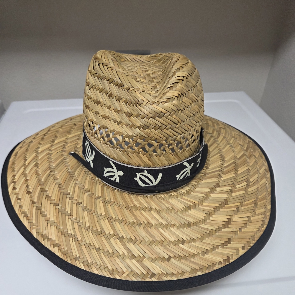 Stylish Tan Straw Hat with Black Band